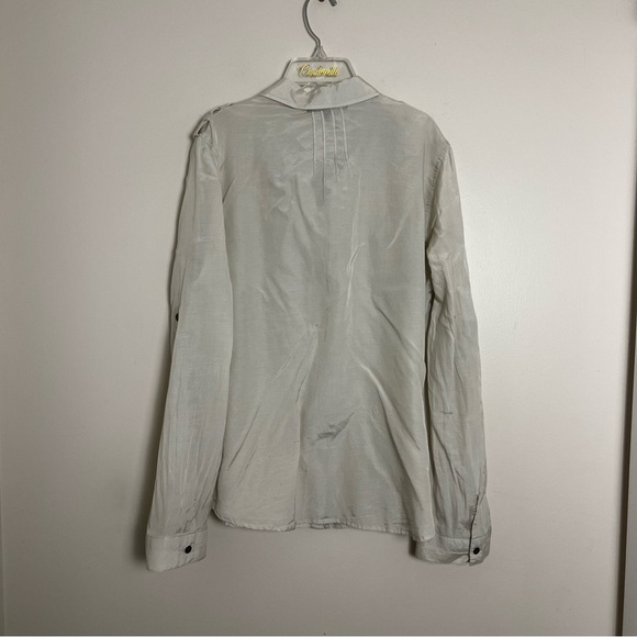 Sanctuary Cream Silk Blend Sheer Button Down Western Shirt Size Large Neutral - Picture 6 of 8